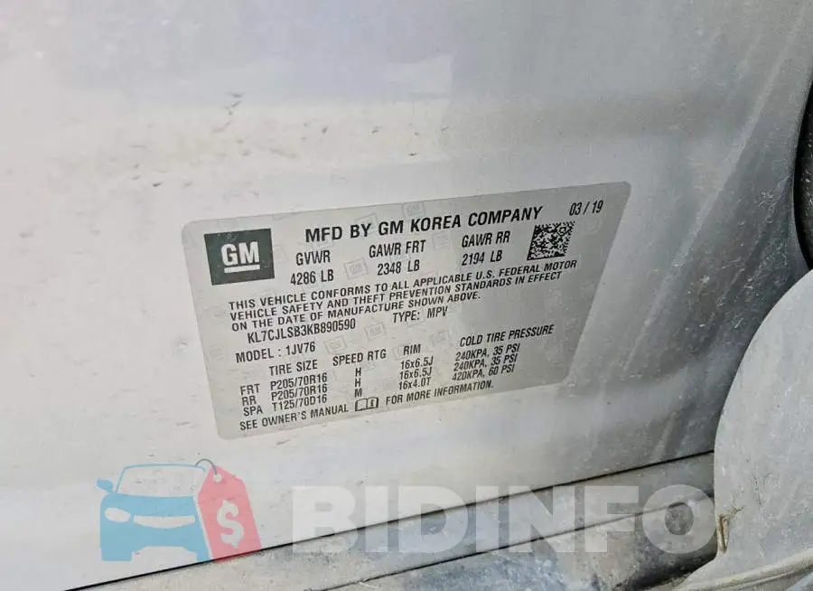 KL7CJLSB3KB890590 Photo# 13
