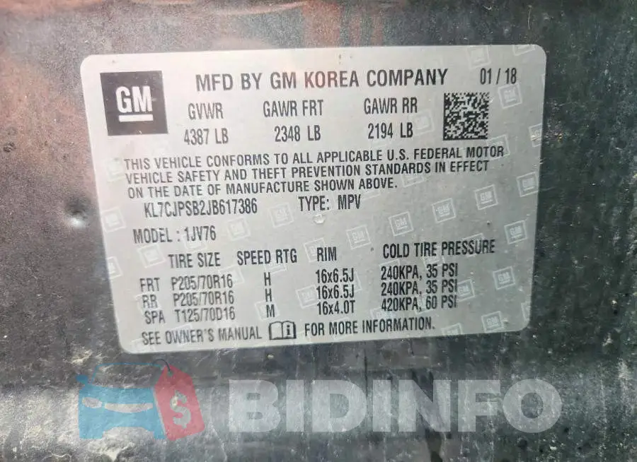 KL7CJPSB2JB617386 Photo# 13