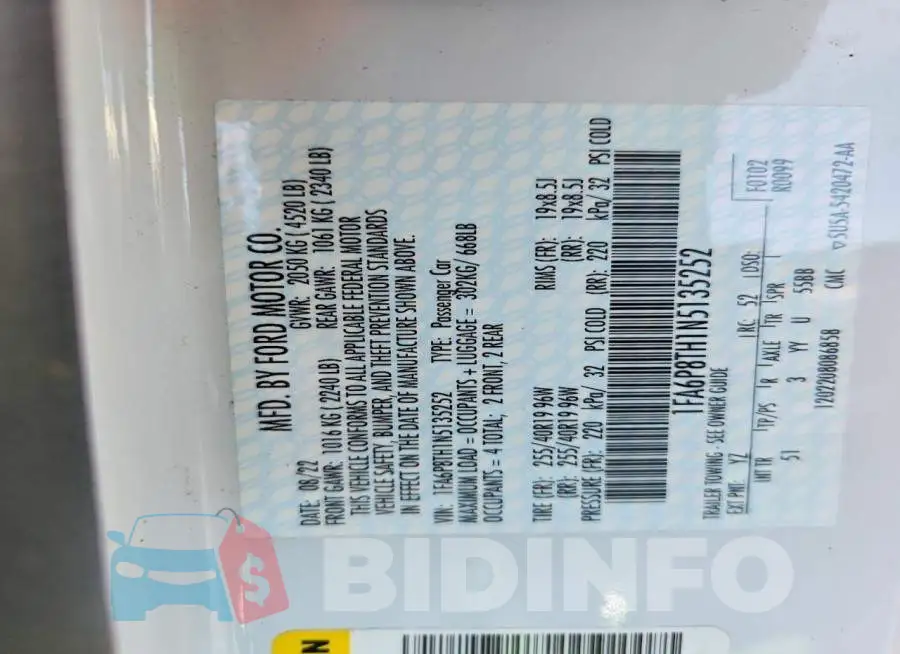 1FA6P8TH1N5135252 Photo# 13