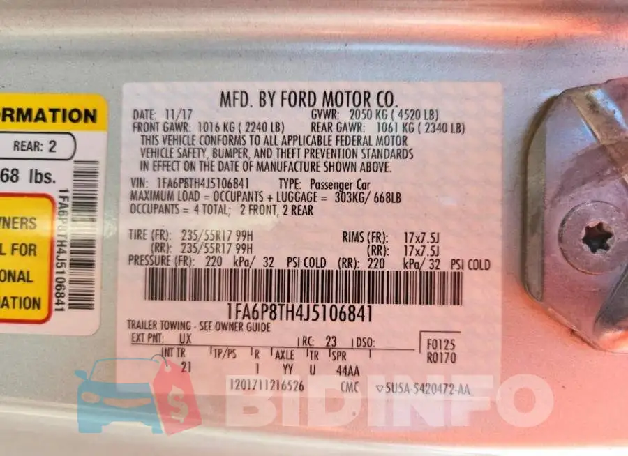 1FA6P8TH4J5106841 Photo# 12