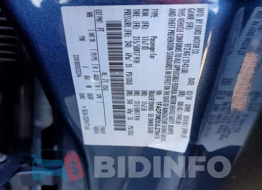 1FADP3M2XJL278419 Photo# 12