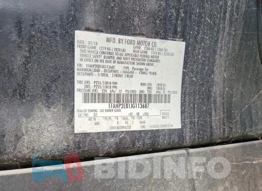 1FAHP2E81JG113687 Photo# 12
