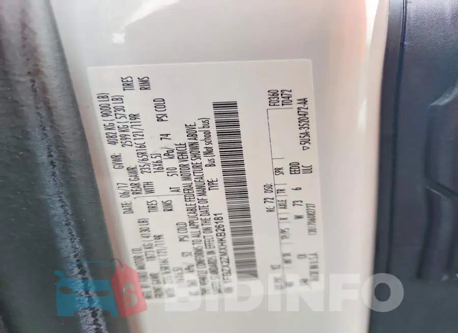 1FBZX2ZMXHKB26181 Photo# 13