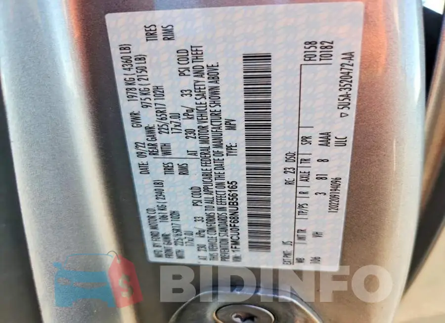 1FMCU0F68NUB56165 Photo# 14