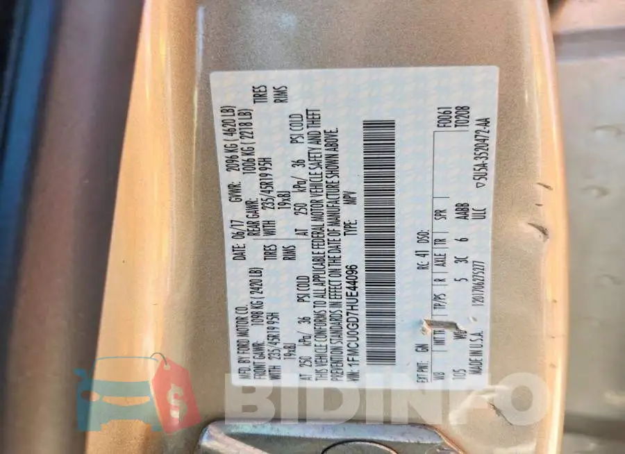 1FMCU0GD7HUE44096 Photo# 12