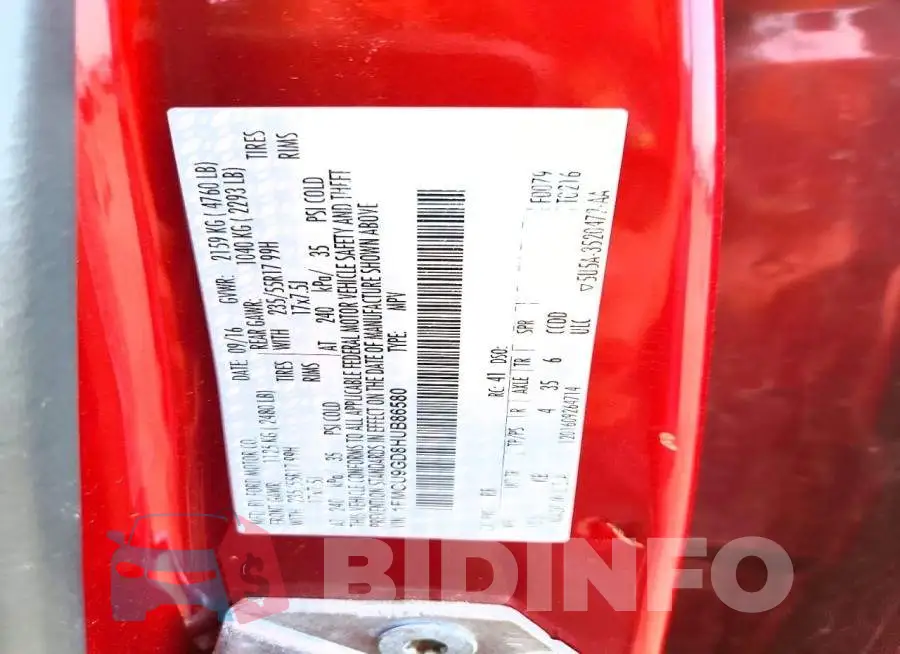 1FMCU9GD8HUB86580 Photo# 12