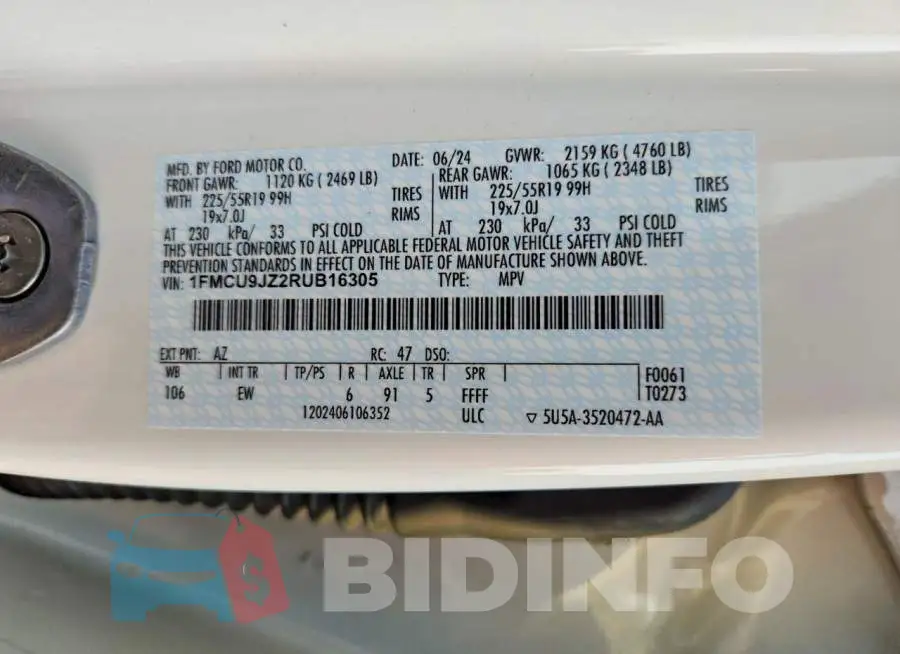 1FMCU9JZ2RUB16305 Photo# 14