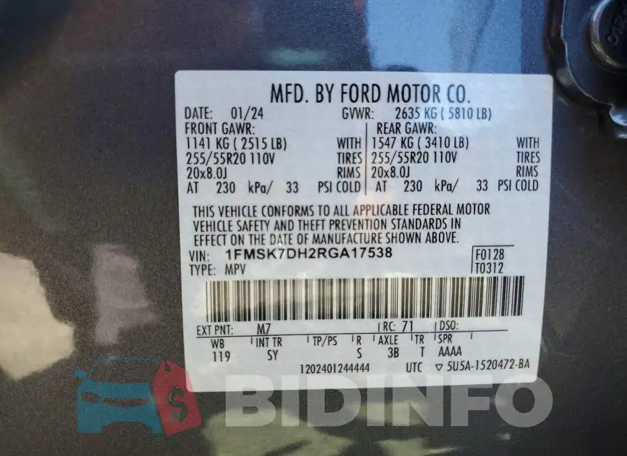 1FMSK7DH2RGA17538 Photo# 13