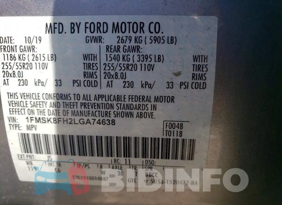 1FMSK8FH2LGA74638 Photo# 13