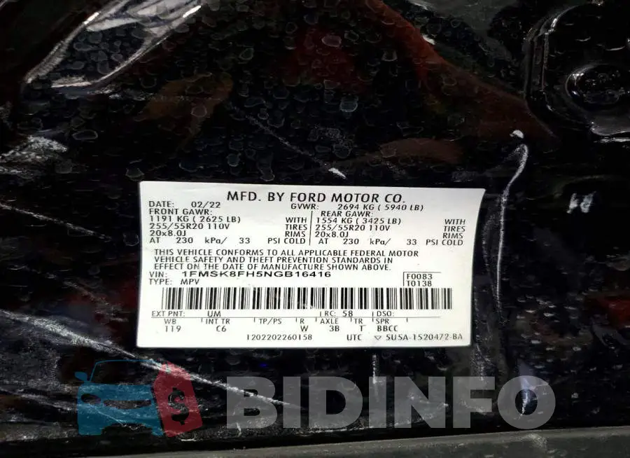 1FMSK8FH5NGB16416 Photo# 13