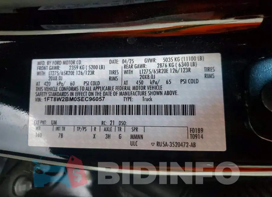 1FT8W2BM0SEC96057 Photo# 12