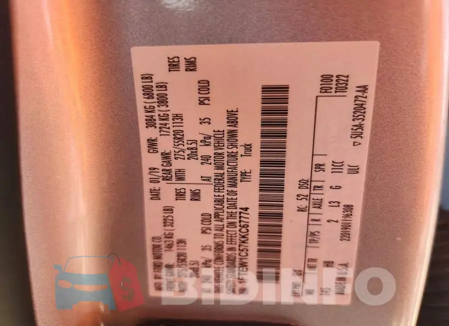 1FTEW1C57KKC67774 Photo# 12