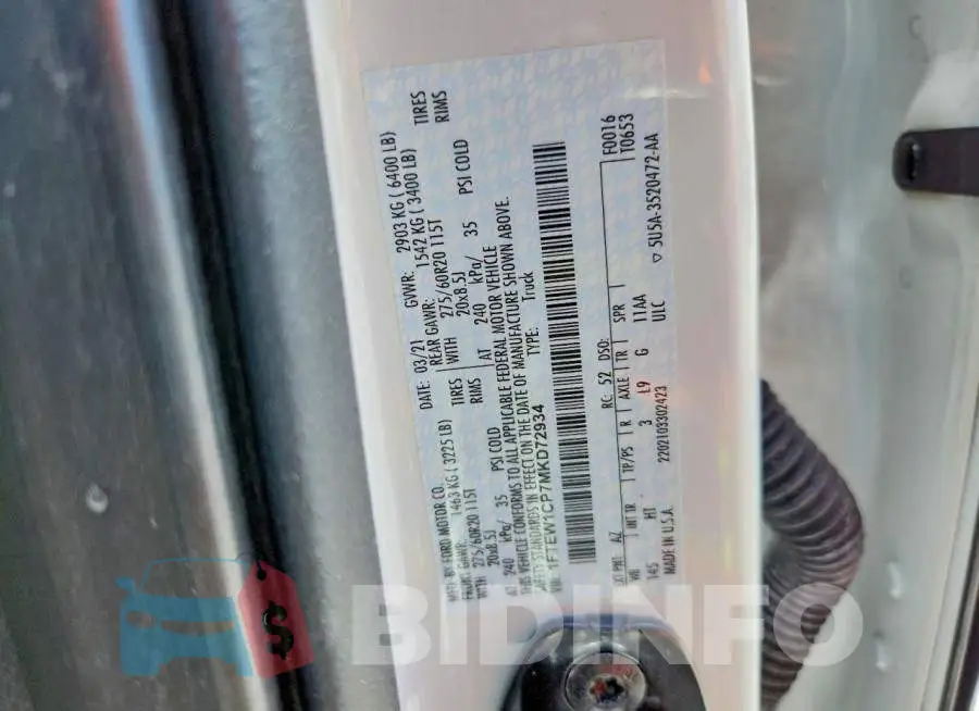 1FTEW1CP7MKD72934 Photo# 12