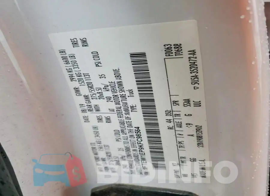 1FTEW1EP9KFC98564 Photo# 12