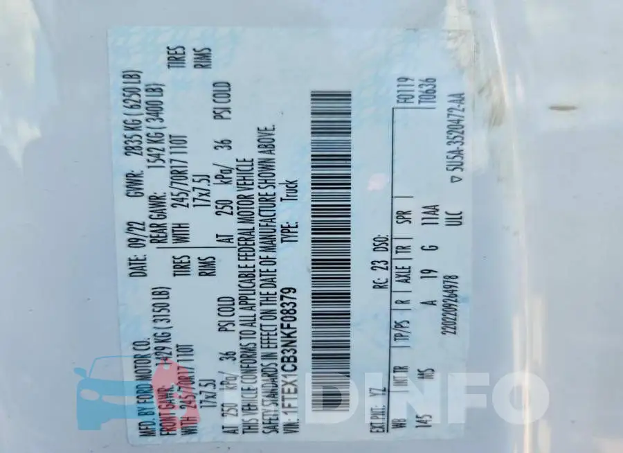1FTEX1CB3NKF08379 Photo# 12