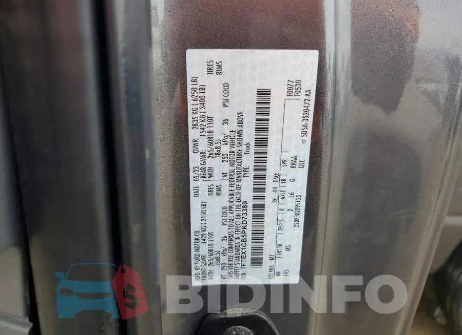 1FTEX1CB5PKD73389 Photo# 12