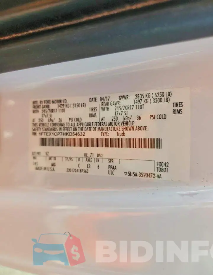 1FTEX1CP7HKD54632 Photo# 12