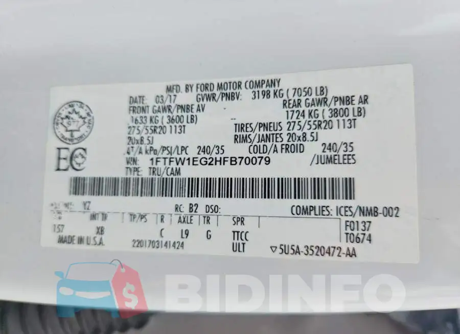 1FTFW1EG2HFB70079 Photo# 12