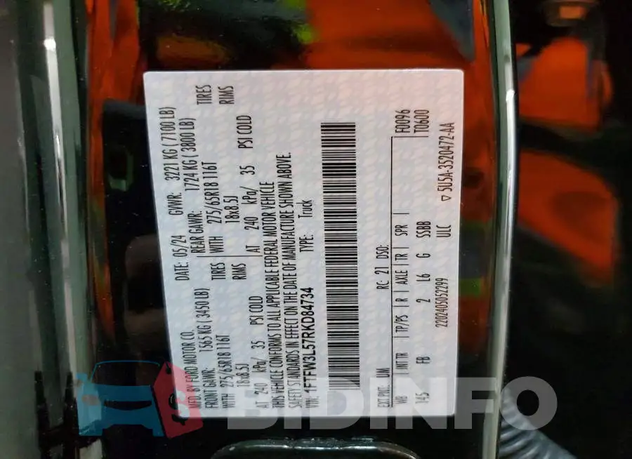 1FTFW3L57RKD84734 Photo# 12