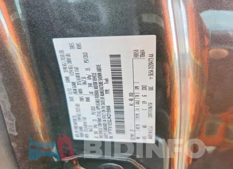 1FTFX1E52JKD15906 Photo# 12