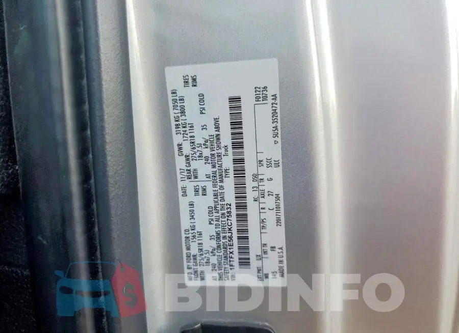 1FTFX1E56JKC75832 Photo# 12