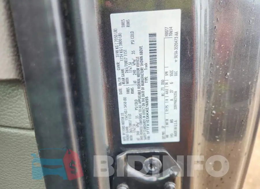 1FTFX1E5XKKE16855 Photo# 12