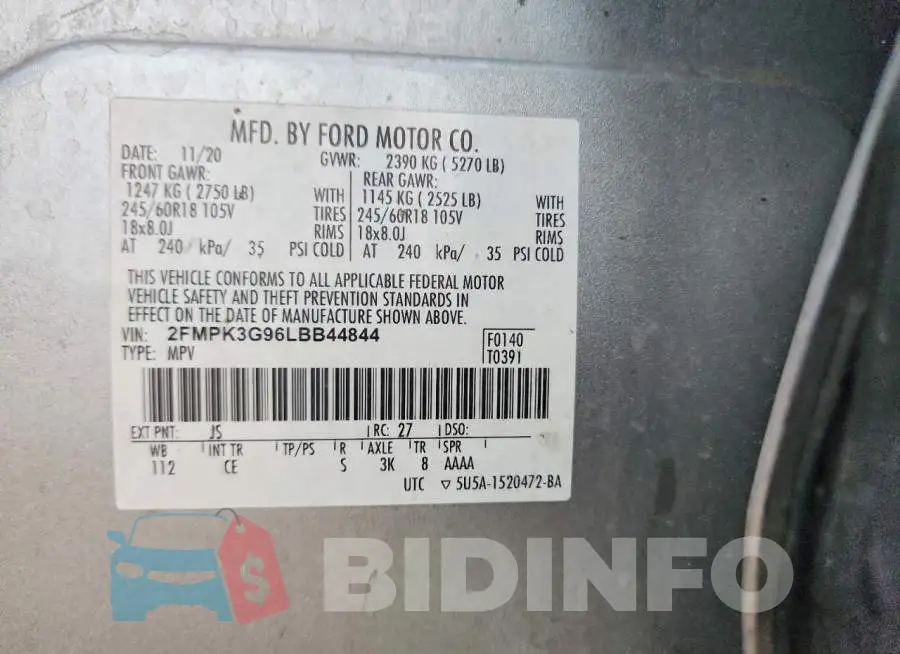 2FMPK3G96LBB44844 Photo# 13