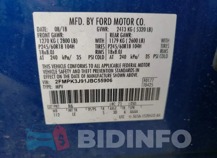 2FMPK3J91JBC55906 Photo# 12