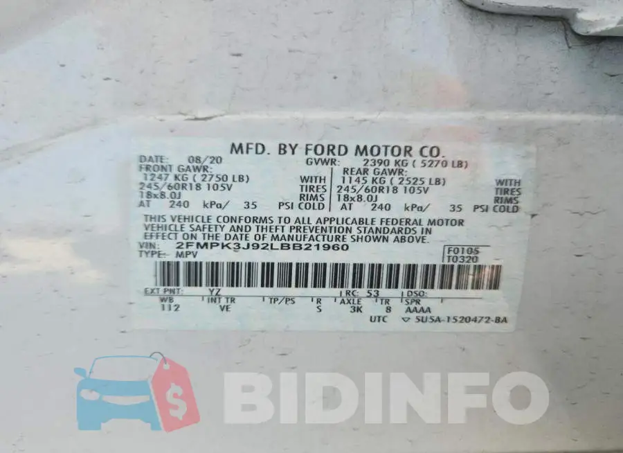 2FMPK3J92LBB21960 Photo# 13