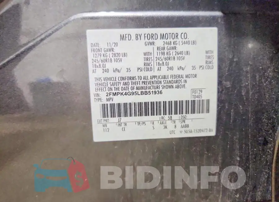 2FMPK4G95LBB51936 Photo# 13