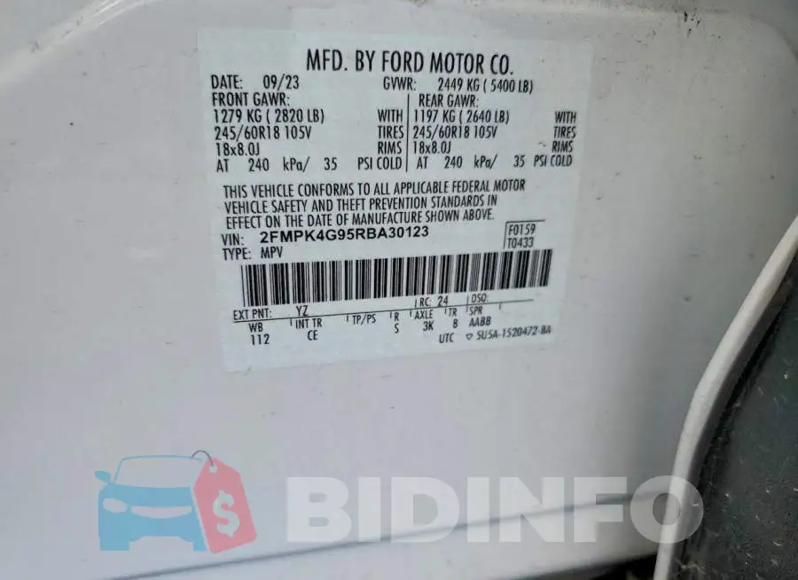 2FMPK4G95RBA30123 Photo# 14
