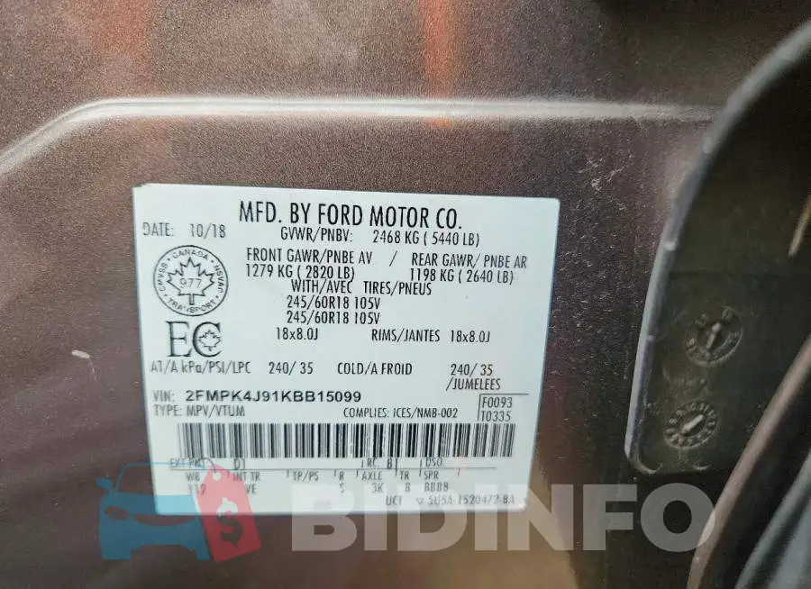 2FMPK4J91KBB15099 Photo# 13
