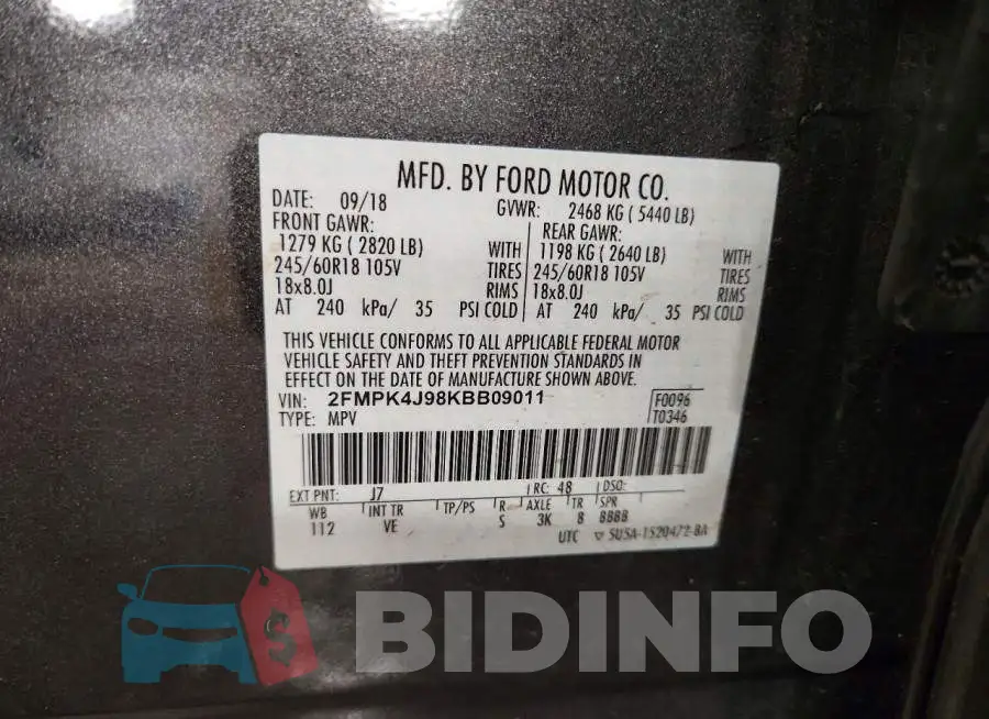 2FMPK4J98KBB09011 Photo# 13