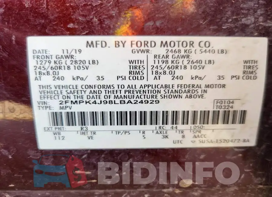 2FMPK4J98LBA24929 Photo# 13