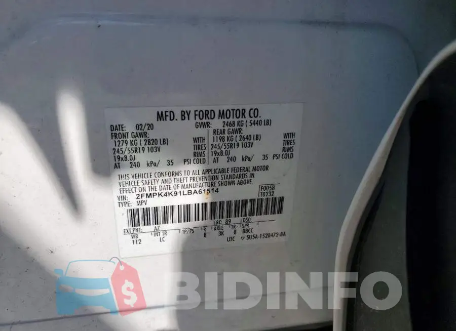 2FMPK4K91LBA61514 Photo# 13