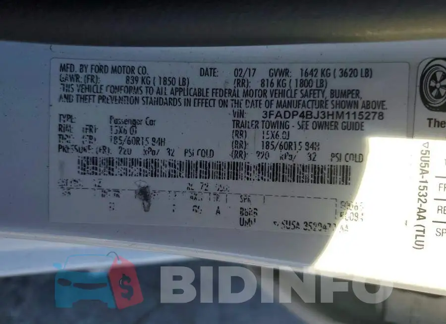 3FADP4BJ3HM115278 Photo# 12