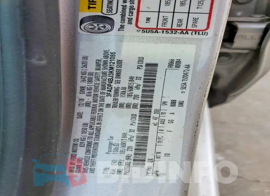 3FADP4BJ3KM121086 Photo# 12