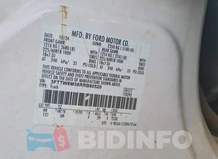 3FTTW8M38RRB80520 Photo# 12
