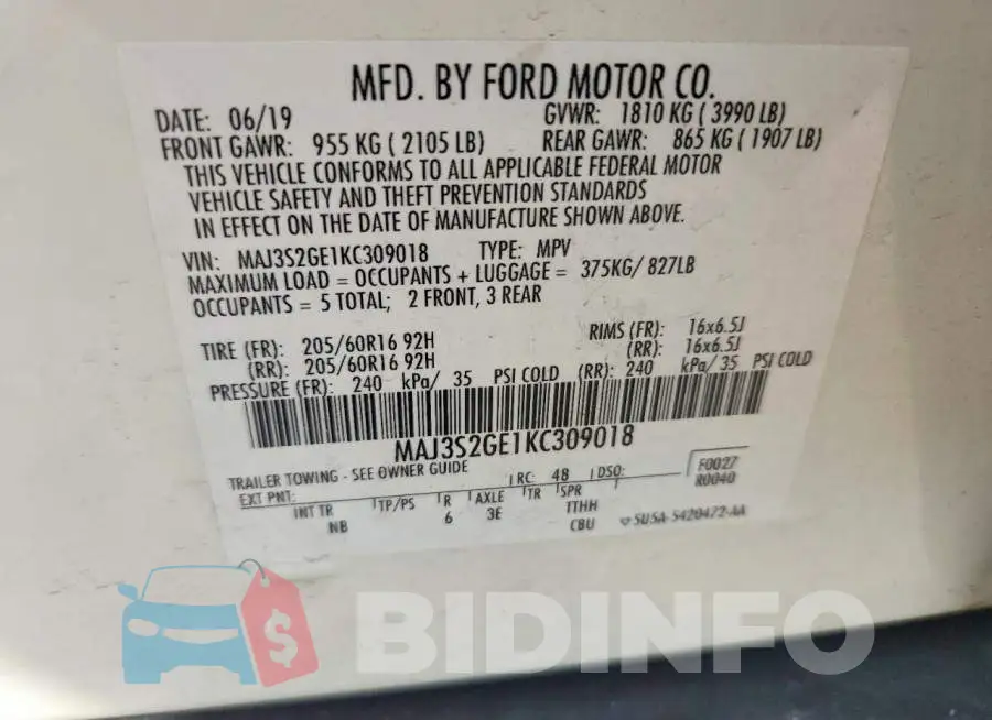 MAJ3S2GE1KC309018 Photo# 12