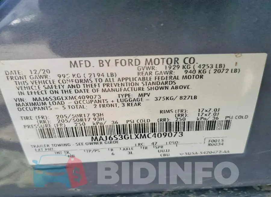 MAJ6S3GLXMC409073 Photo# 13