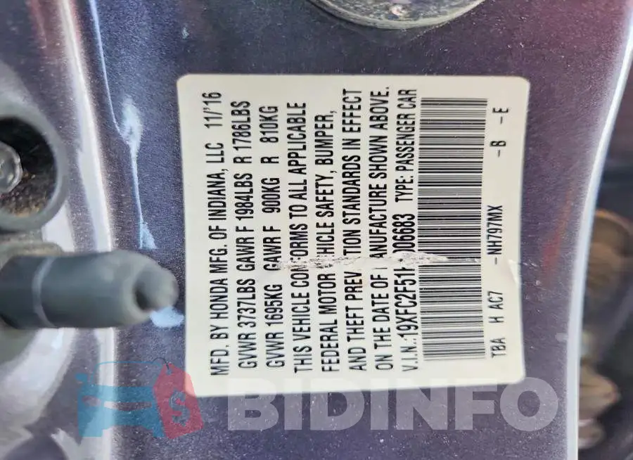 19XFC2F51HE006683 Photo# 12