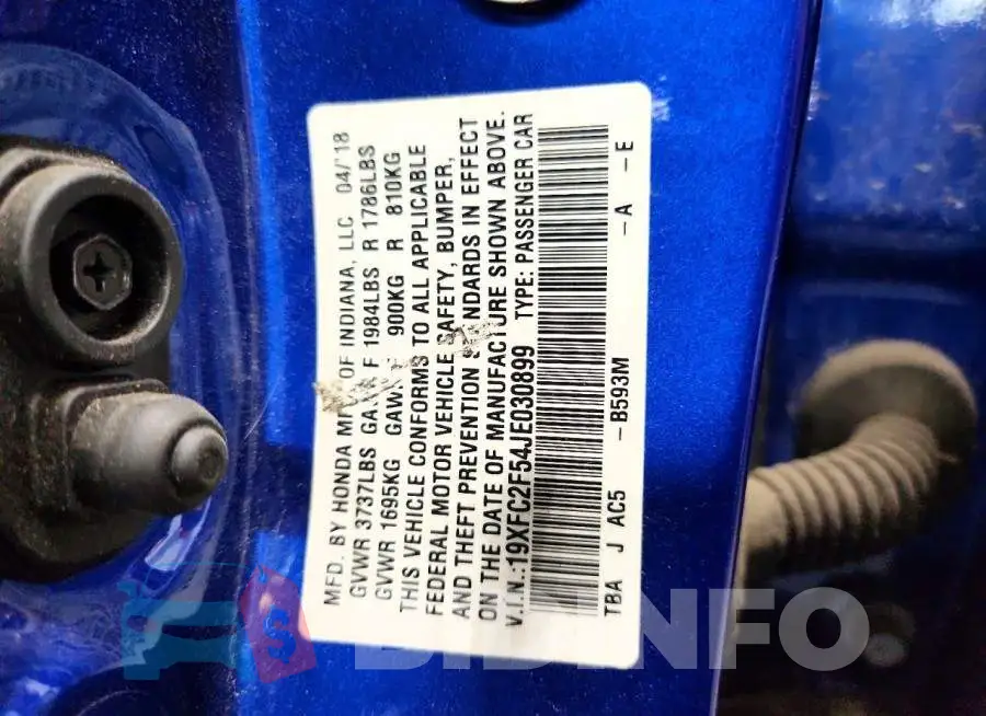 19XFC2F54JE030899 Photo# 12