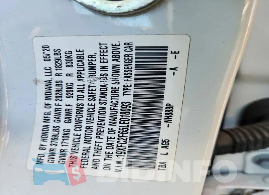 19XFC2F65LE018093 Photo# 12