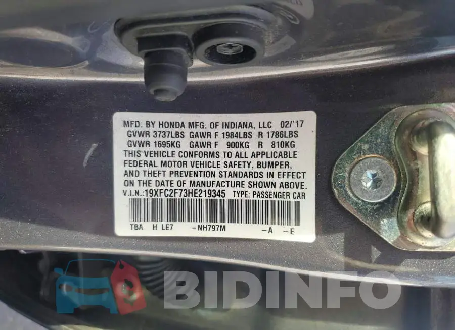 19XFC2F73HE219345 Photo# 13