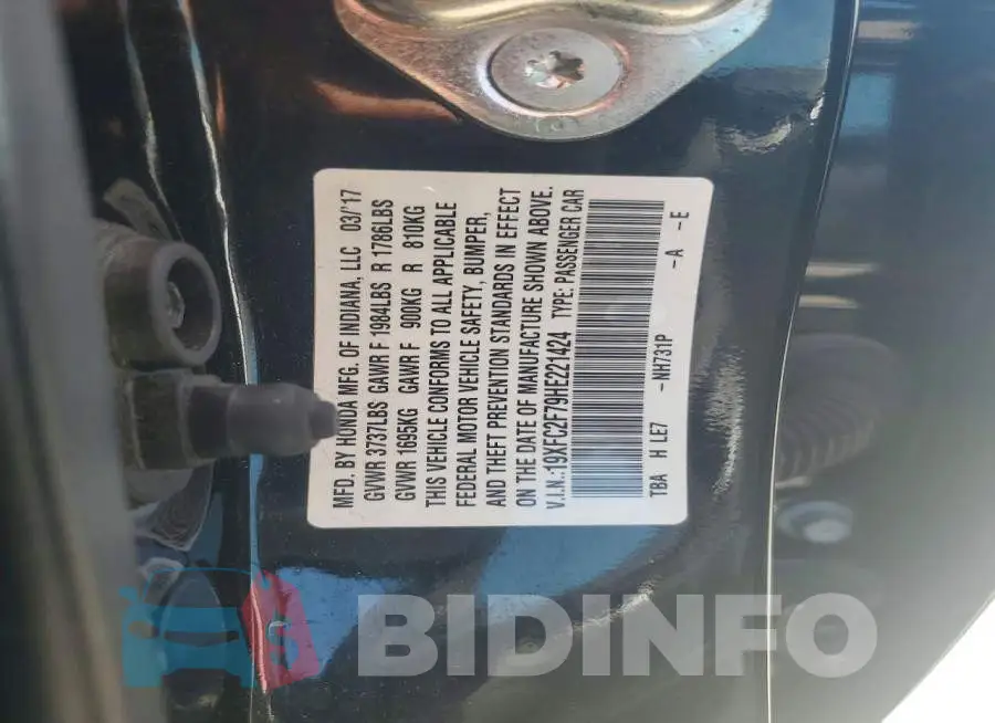 19XFC2F79HE221424 Photo# 12