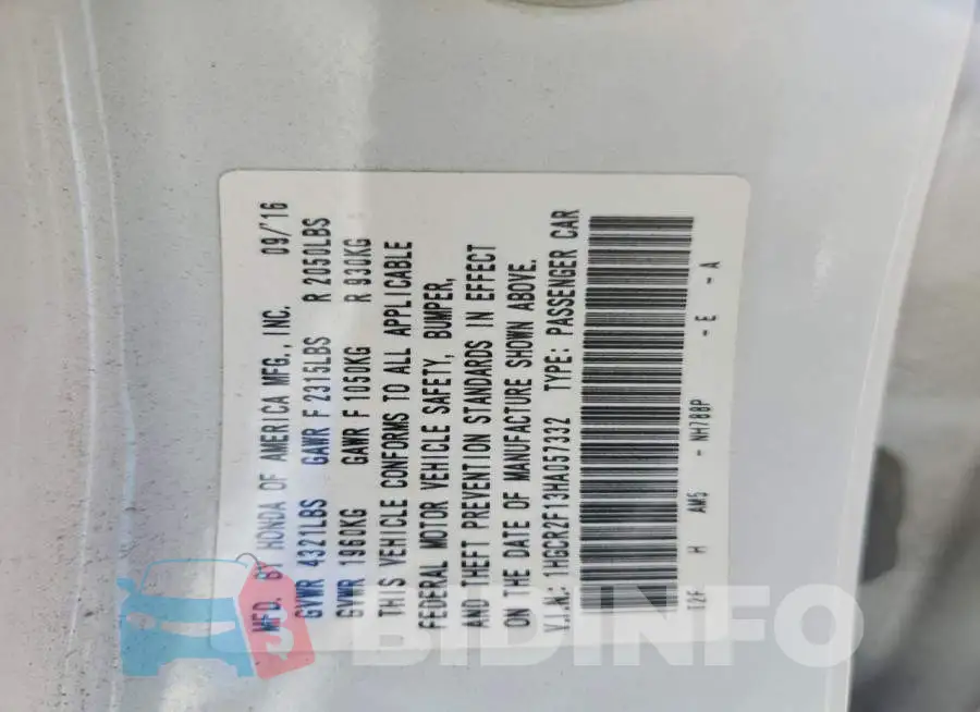 1HGCR2F13HA057332 Photo# 13