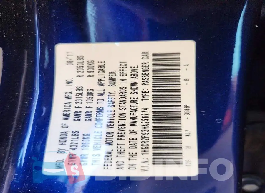 1HGCR2F93HA256774 Photo# 12