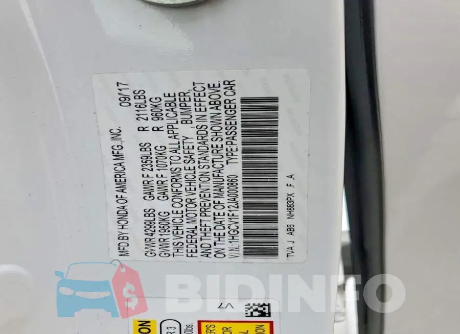 1HGCV1F12JA000860 Photo# 12