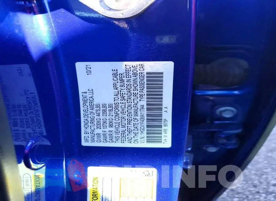 1HGCV1F43MA117944 Photo# 12
