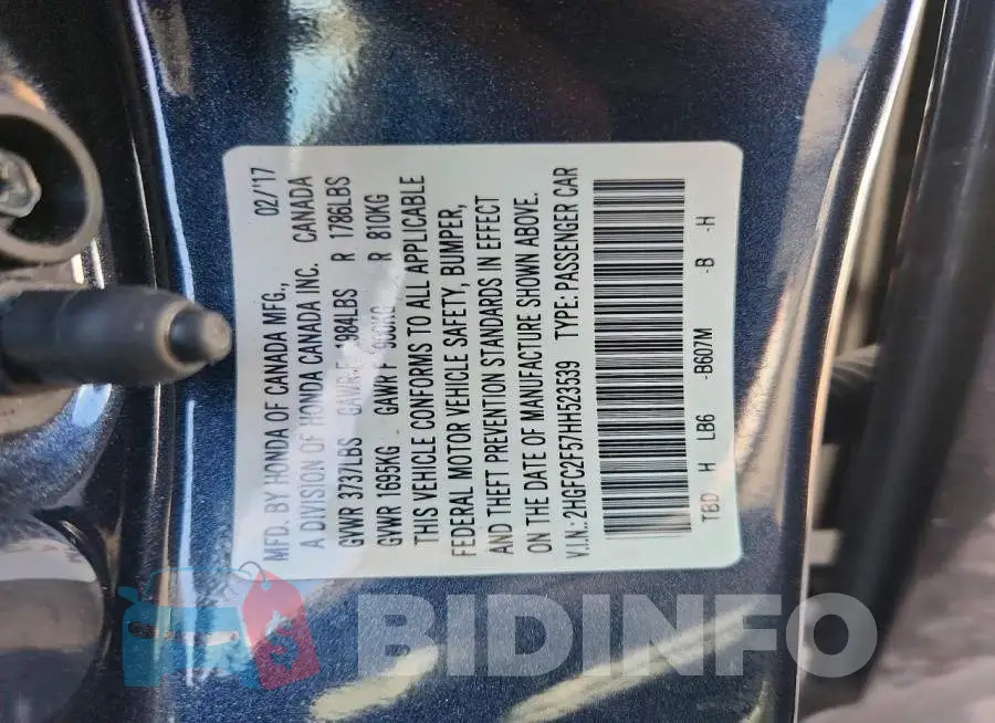 2HGFC2F57HH523539 Photo# 12
